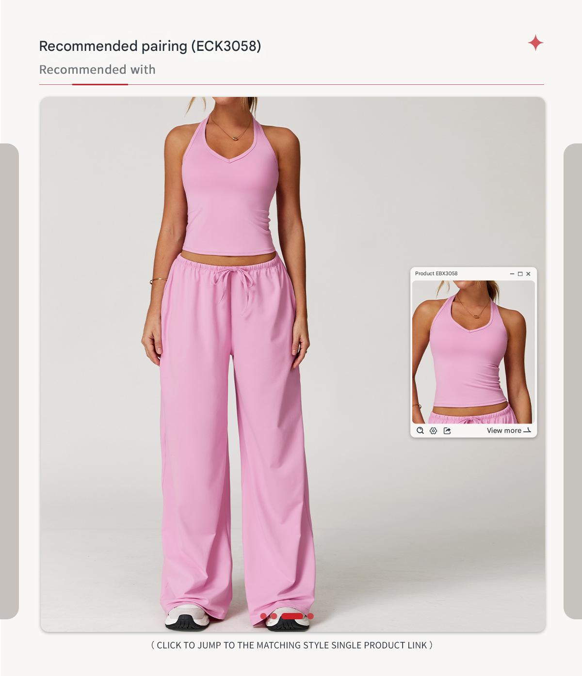 Women's Light Gray Drawstring Wide Leg Yoga Pants - 图片 4