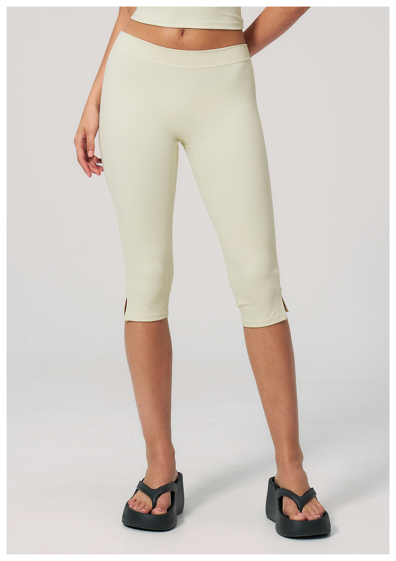 Women's Black High Waist Capri Yoga Leggings - 图片 7