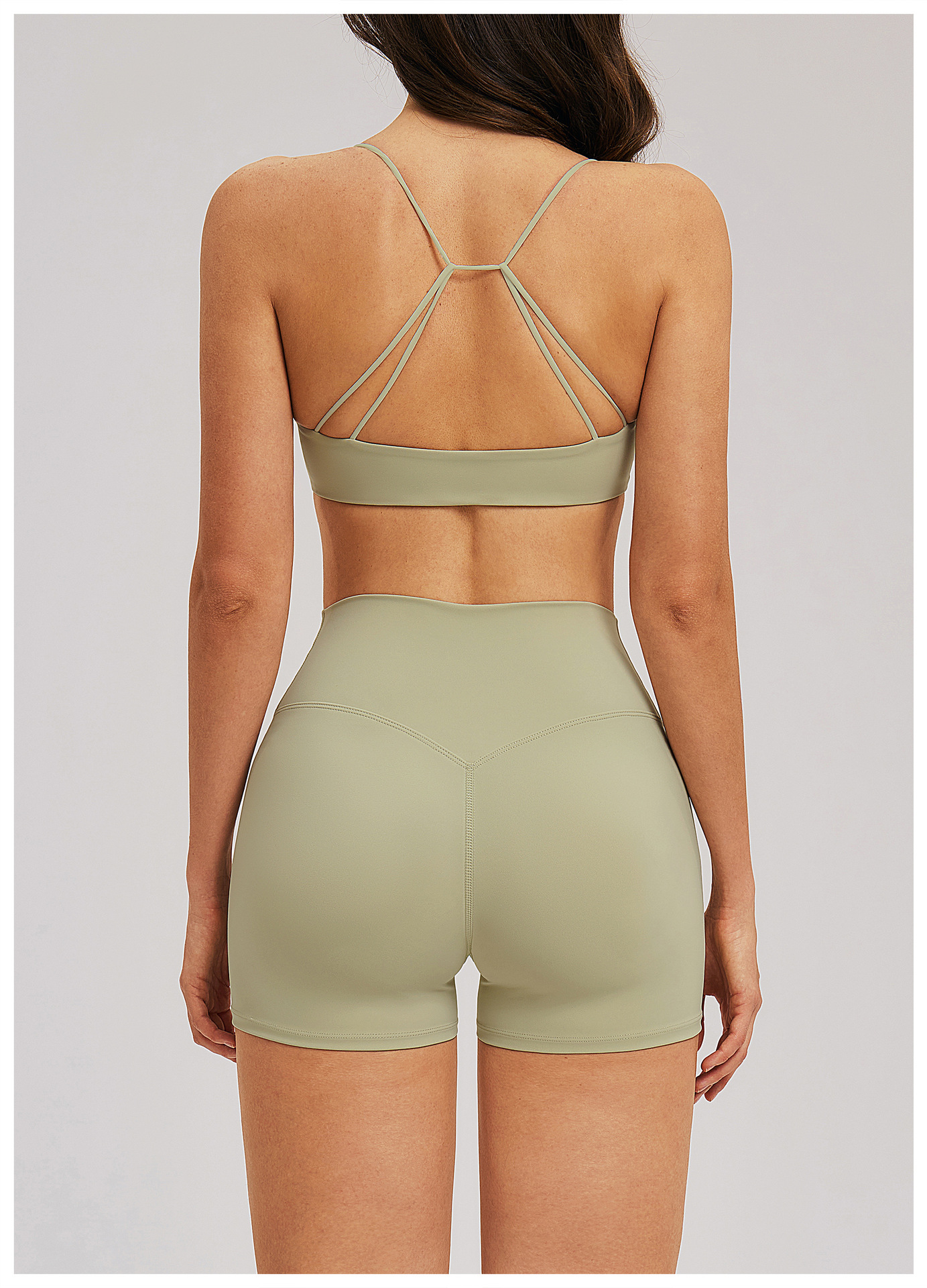 Women's Light Pink Twist Front Wireless Yoga Sports Bra - 图片 5
