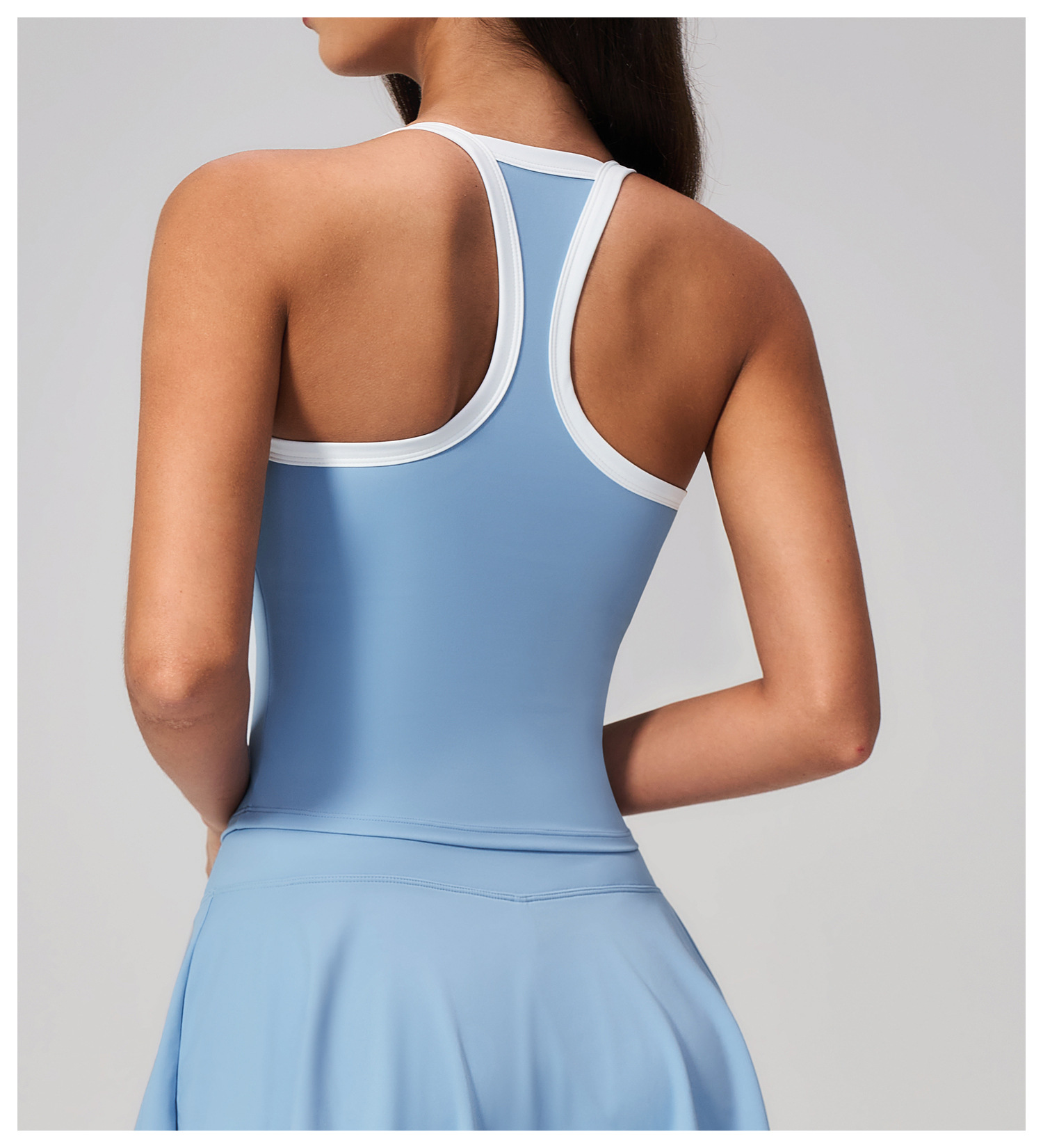 Women's Black White Trim Padded Yoga Tank Top - 图片 6